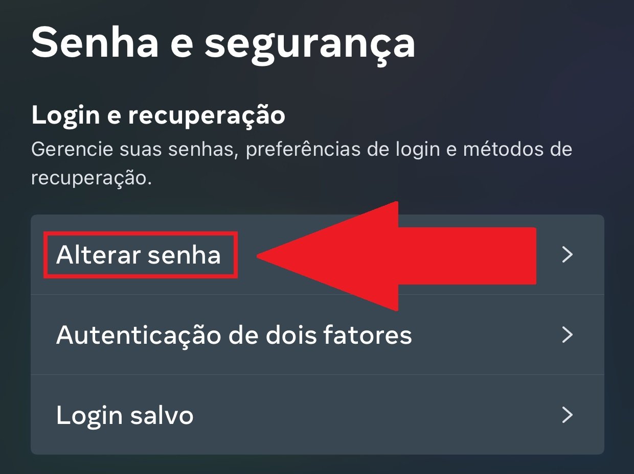Apertando na primeira opção, você é redirecionado para a tela de alteração de senha