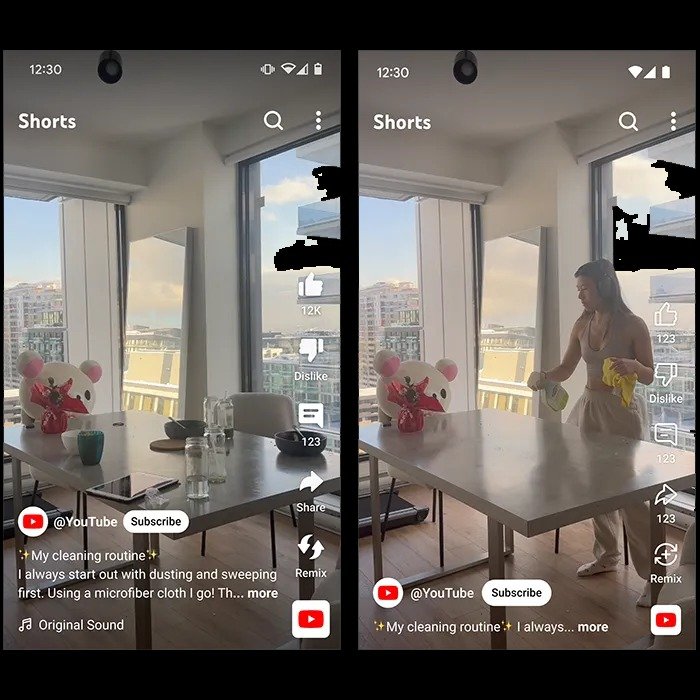 Novo design minimalista do YouTube Shorts. (Imagem: YouTube/Divulgação)