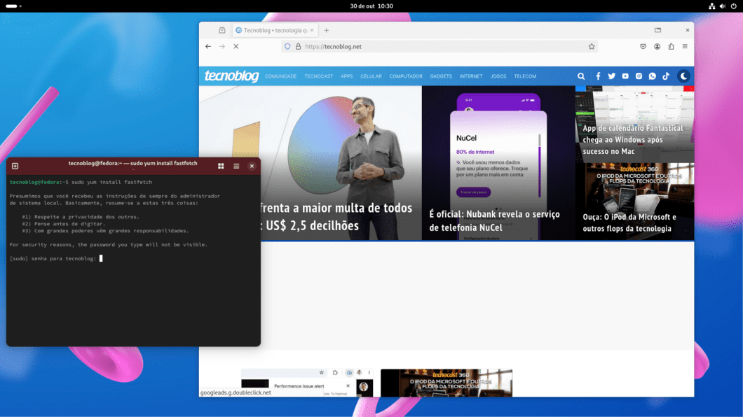Fedora Workstation 41 (imagem: Everton Favretto/Tecnoblog)