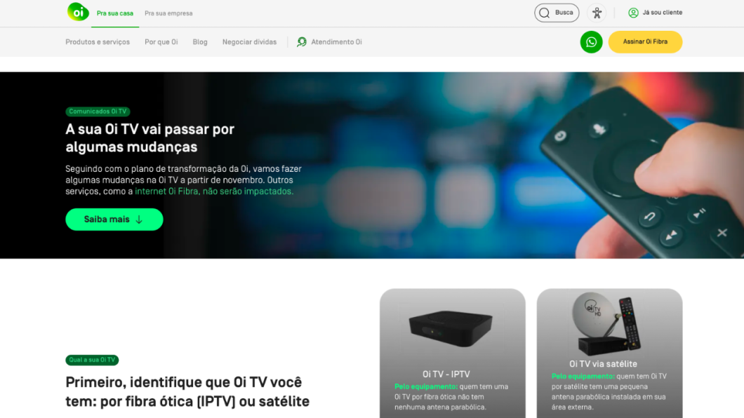 Comunicado sobre o fim da TV por fibra óptica