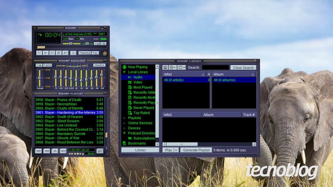 Winamp clássico (imagem: Emerson Alecrim/Tecnoblog)