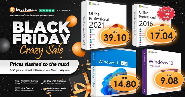 Descontos na Black Friday 2024: licenças vitalícias originais do Microsoft Windows 11 e do Office por apenas US$ 12 na Keysfan!