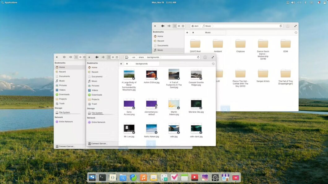 Seleção de janelas no Dock do Elementary OS 8 (imagem: divulgação/Elementary)