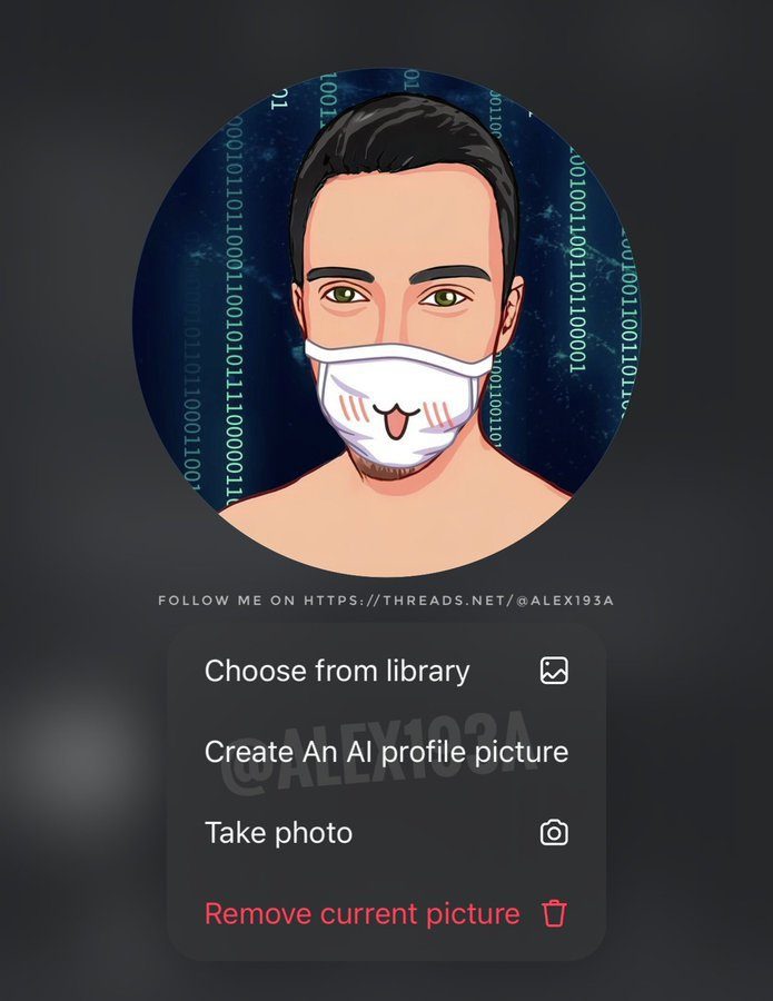 Botão para gerar imagem de perfil com IA no Instagram (imagem: Alessandro Paluzzi/X)