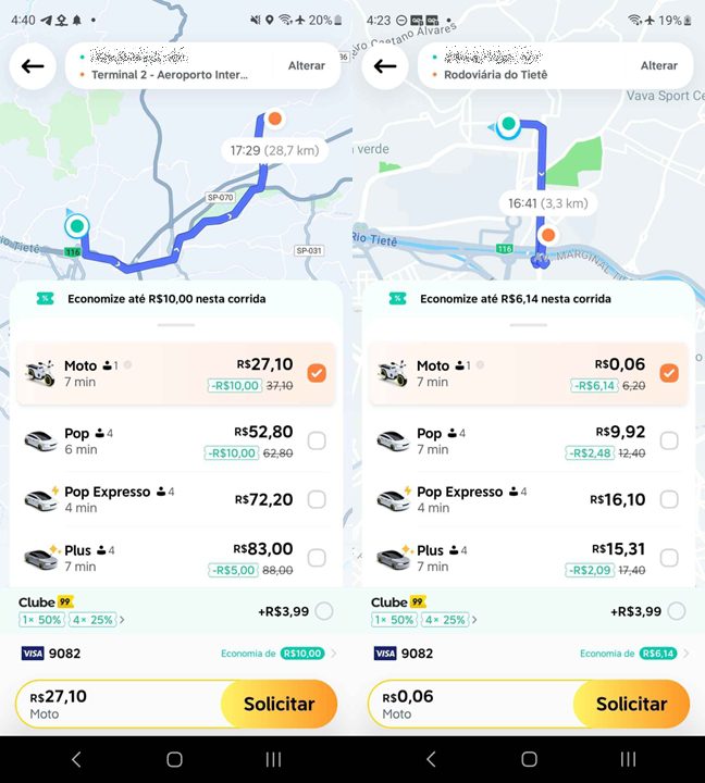 99Moto em São Paulo tem até preço promocional