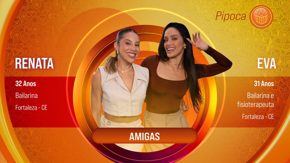Renata e Eva formam a sétima dupla anunciada no BBB 25 — Foto: Globo