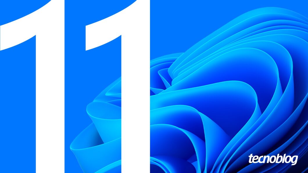 Ilustração com os dizeres "11" em referência ao Windows 11