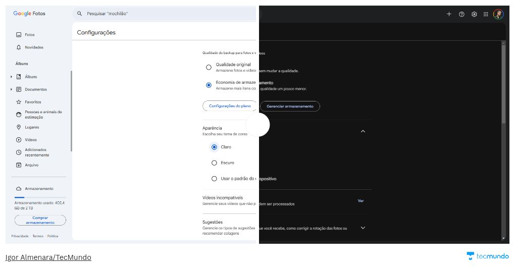Google Fotos finalmente ganha modo escuro no PC