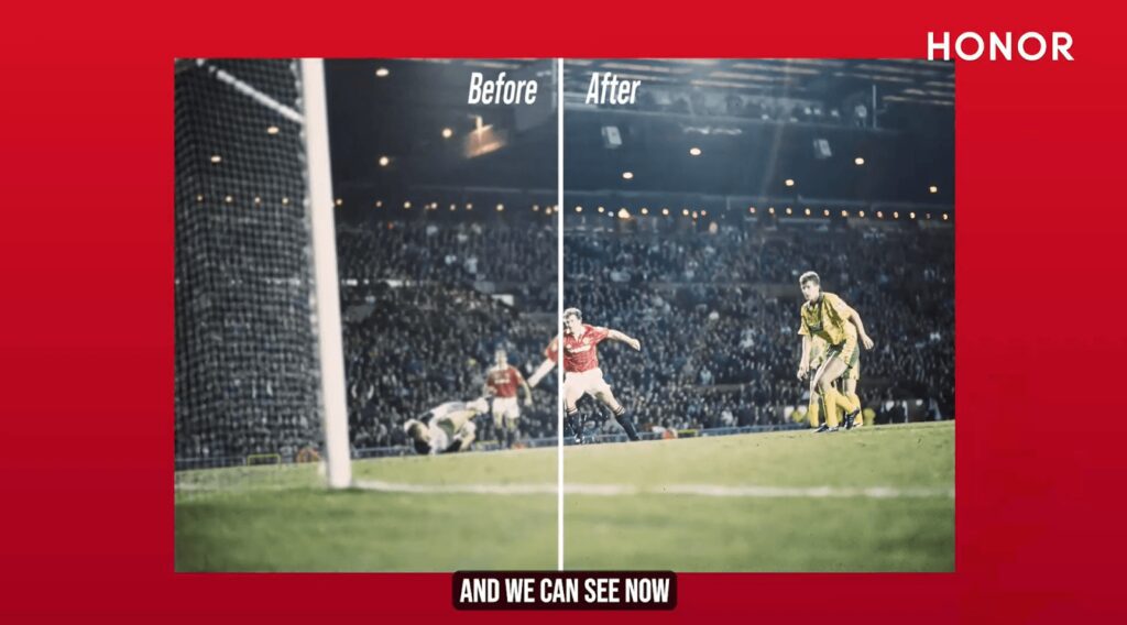 Honor usa IA para restaurar fotos históricas do estádio do Manchester United