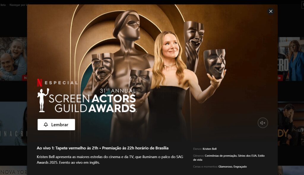 Que horas começa e onde assistir ao SAG Awards 2025? Confira tudo sobre a premiação