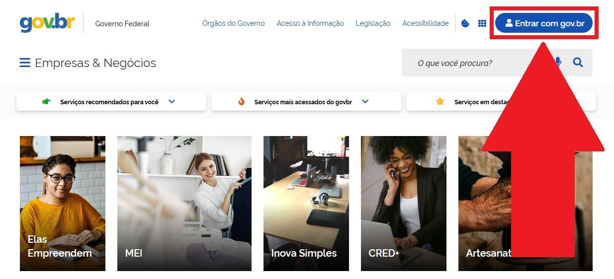 É preciso se logar com a Conta GOV para prosseguir