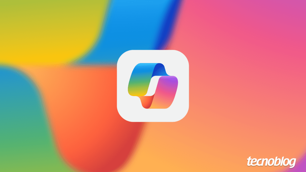 Arte com o logotipo da Microsoft Copilot ao centro.