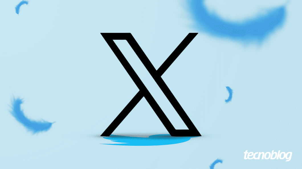 Arte com o logo do X (antigo Twitter) em um fundo azul.