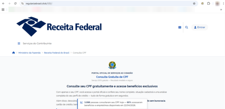 Novo golpe usa site fake da Receita Federal para cobrar falsa dívida por PIX